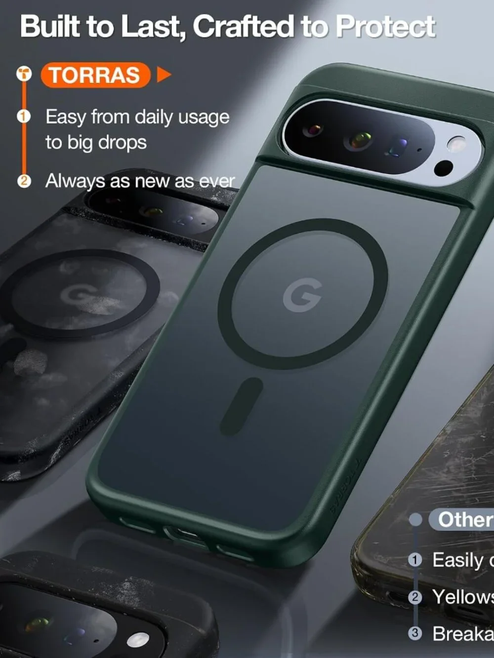 TORRAS Google Pixel 10 Pro XL Case MagSafe 12FT Shockproof Matte Green